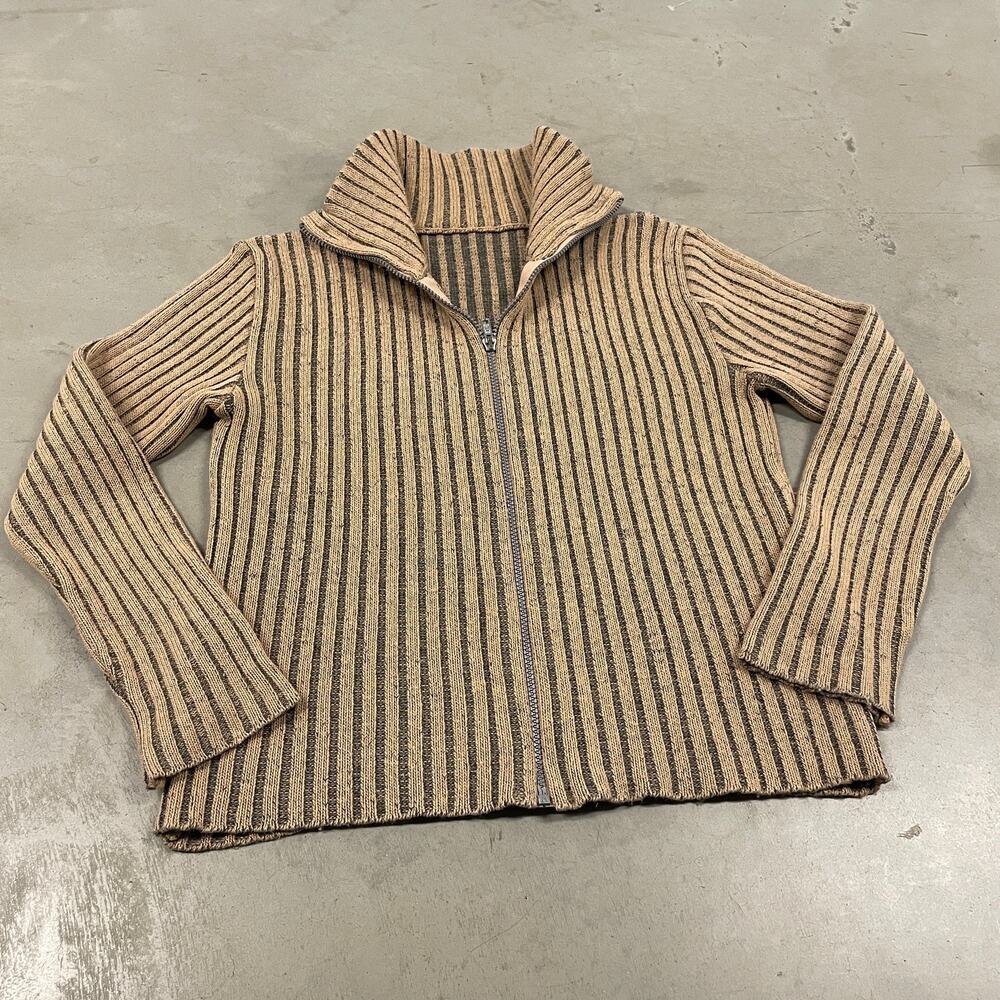 Y2K robbed cardigan zip up sweater